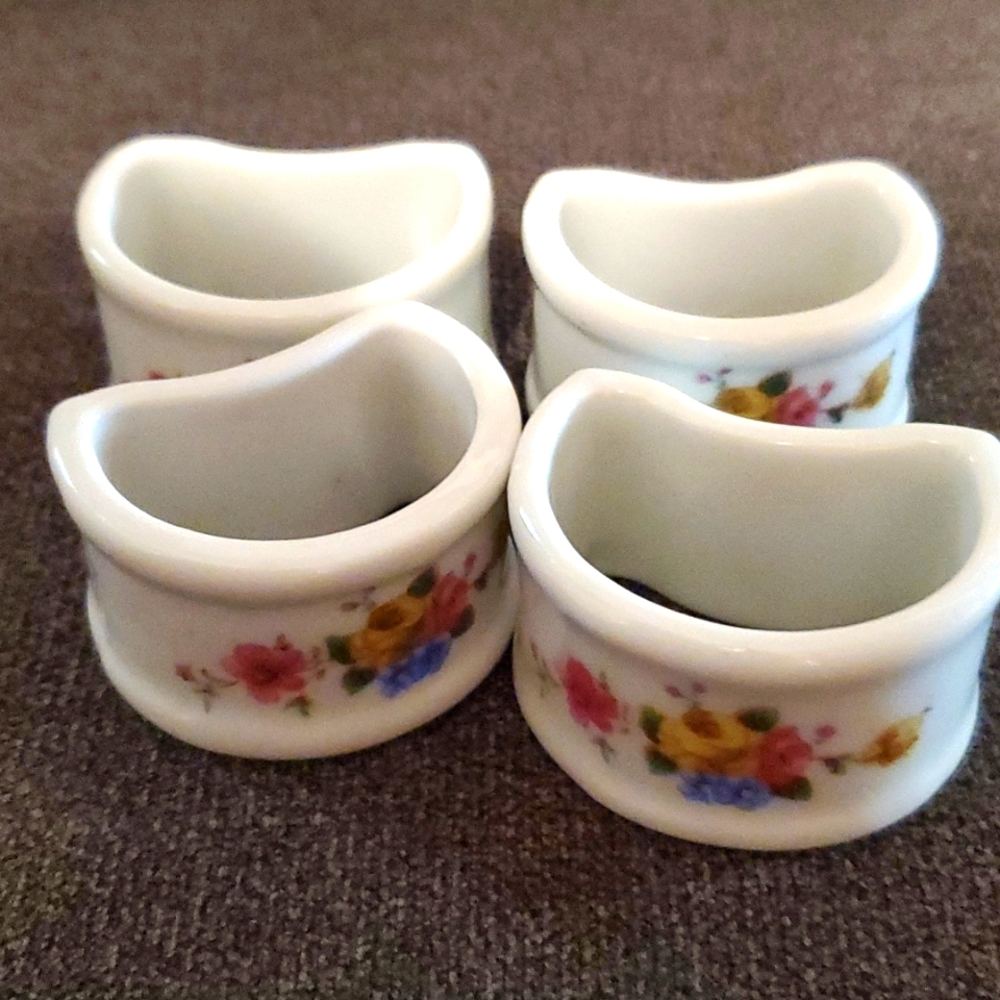 4 Vintage Genuine Porcelain Napkin Rings
